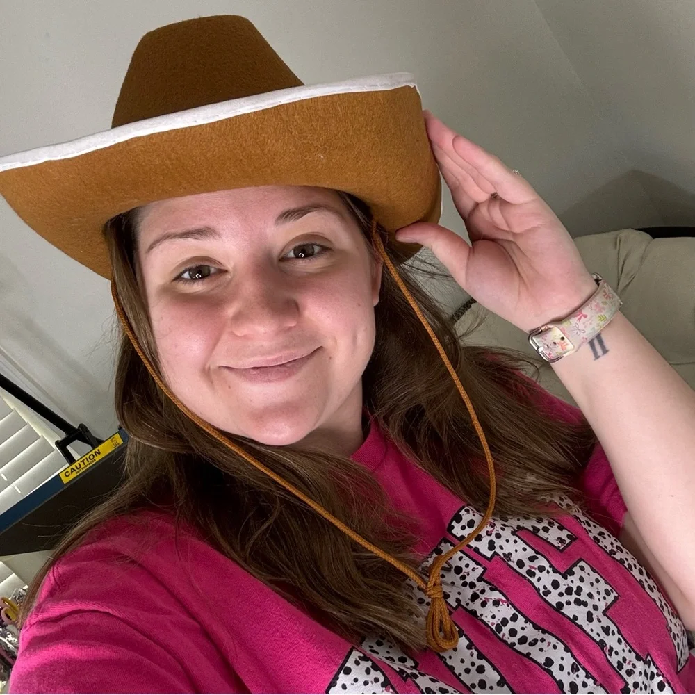 Brown Cowboy Hat with White Trim
